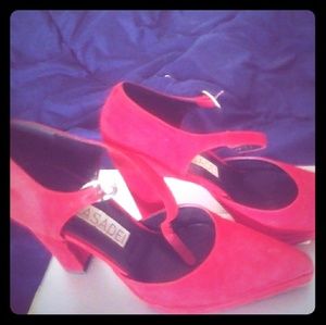 Vintage Casadei Red Ankle Strap Pumps